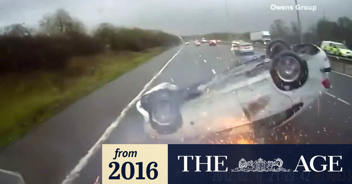 Video Car skids across UK motorway